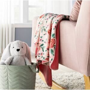 Cloud Island Pink Floral Infant Plush Baby Blanket NEW